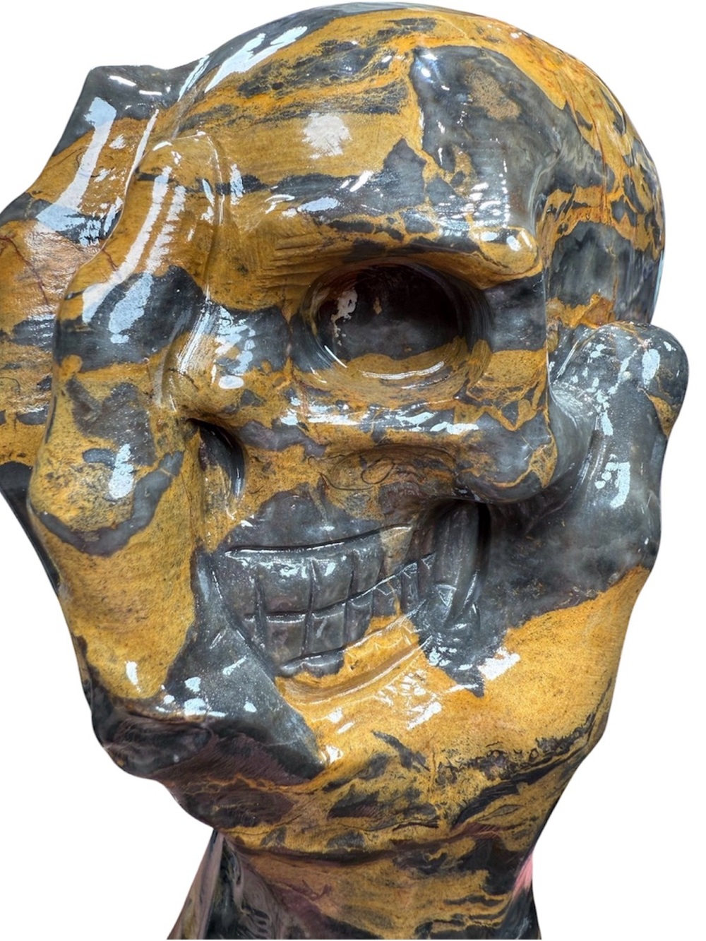 Bumblebee Jasper Skull Carving